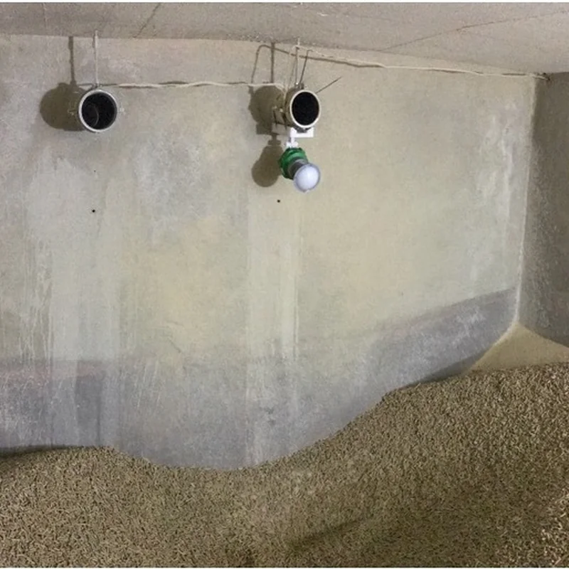 FoxRadar Plus installed on a pellet storage silo for remote fill-level monitoring